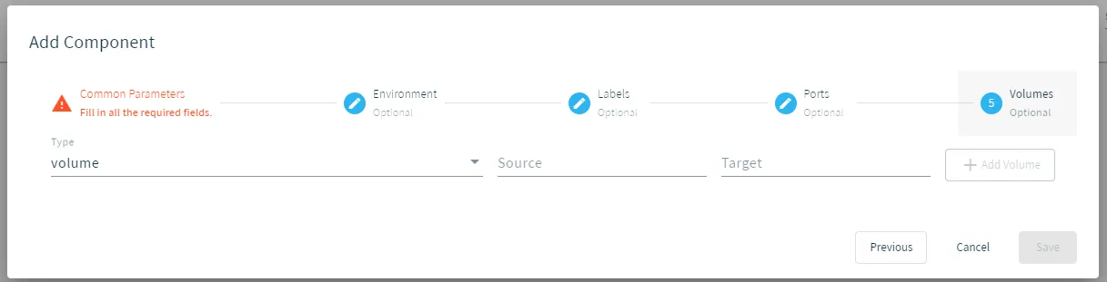 Add Component : Volumes