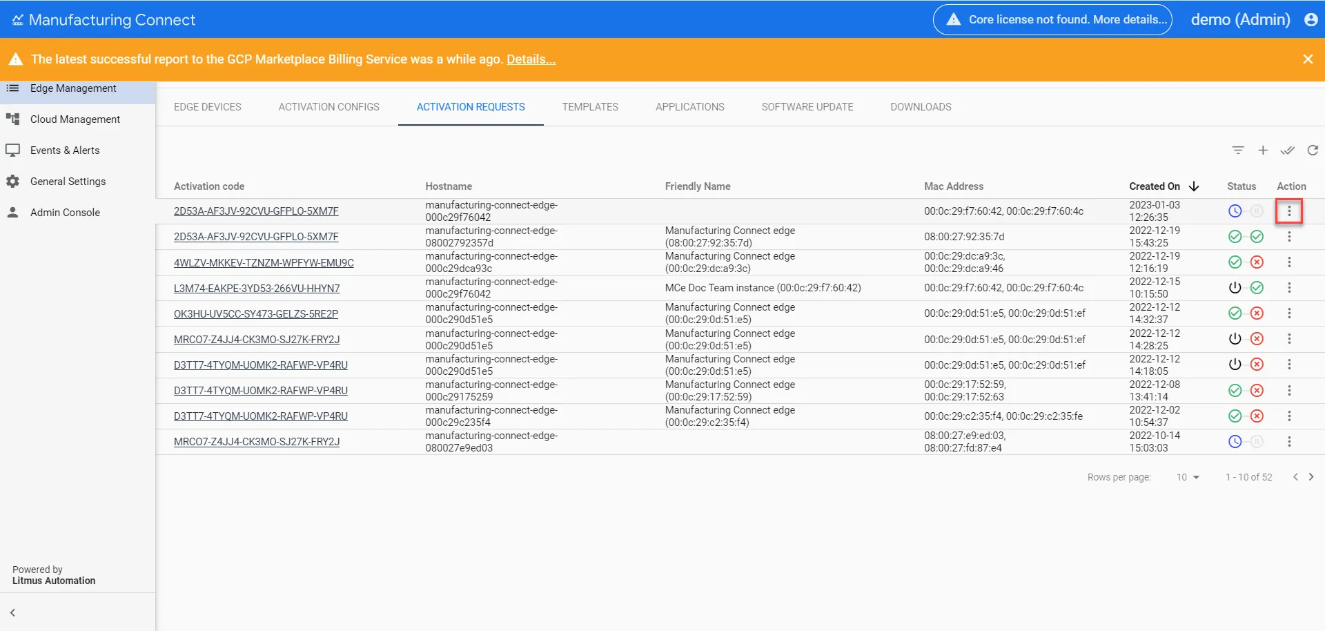 Approve the activation request in Manufacturing Connect Needed Approve the activation request in Manufacturing Connect Needed