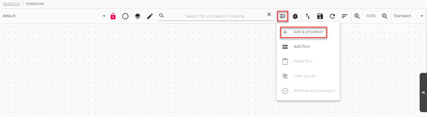 The Add a processor option