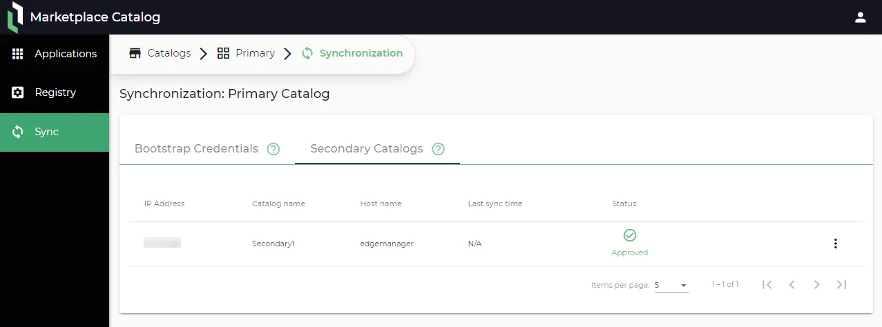 Approved Status in the Primary Catalog Synchronization page