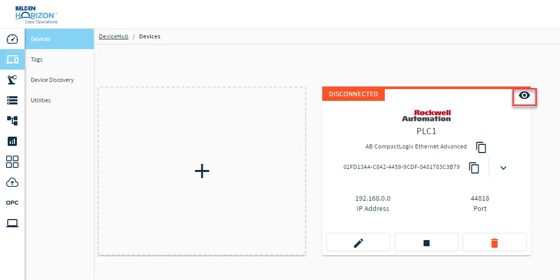 Browse tag option shown for a device Browse tag option shown for a device