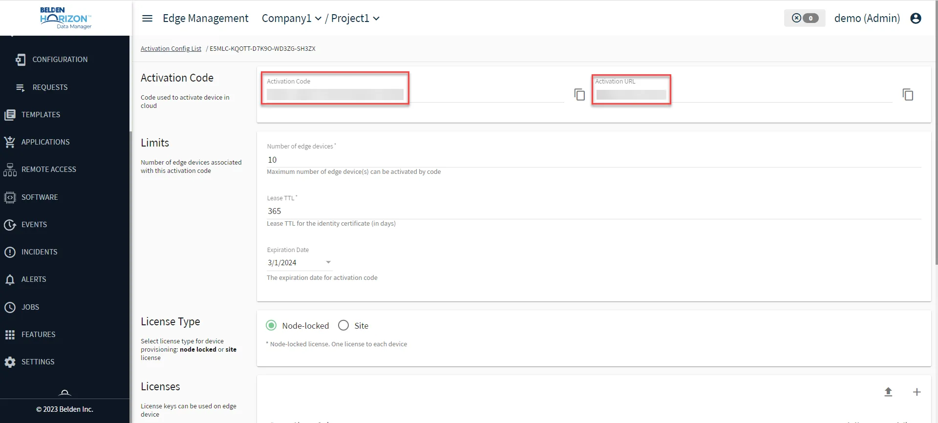 Activation Code and Activation URL