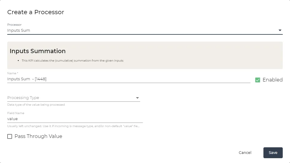 Inputs Sum parameters Inputs Sum parameters
