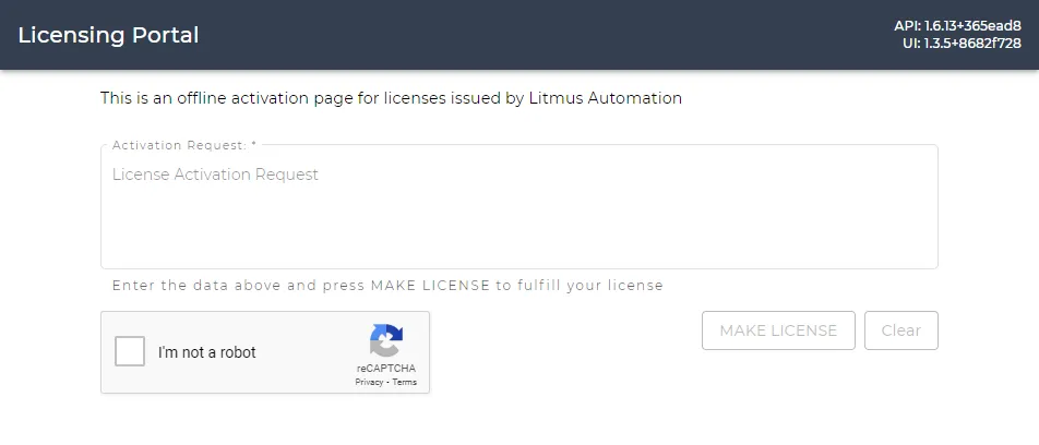 Licensing Portal page Licensing Portal page