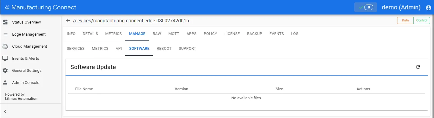Software sub-tab Software sub-tab