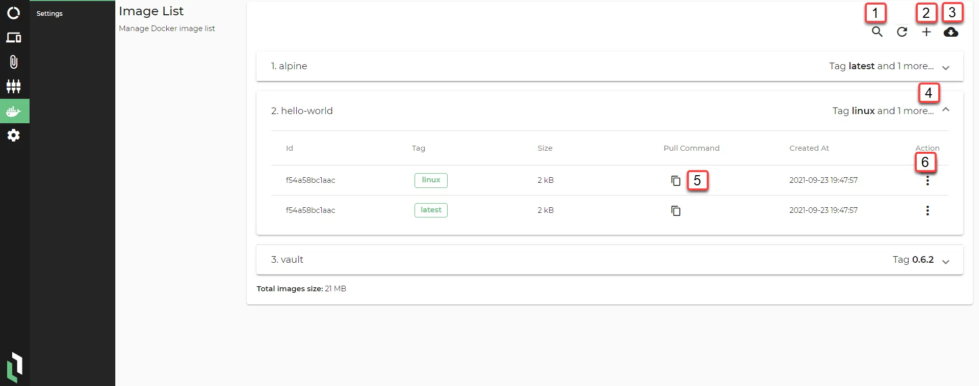 Litmus Edge Manager Admin Console: Docker Images
