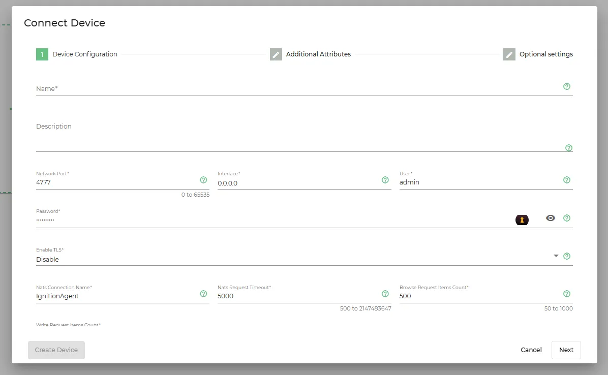 Litmus Edge Device Creation Panel