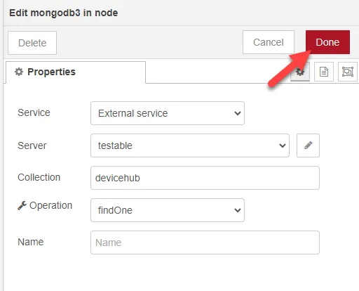 Edit mongodb3 in node dialog box Edit mongodb3 in node dialog box