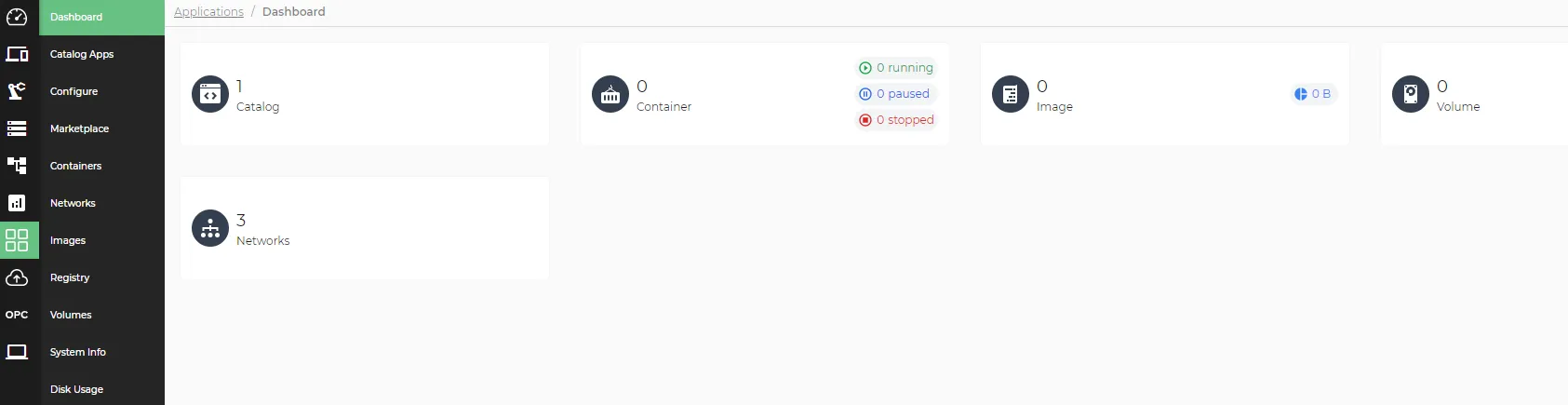 The Applications dashboard
