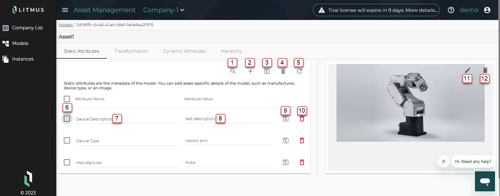 Static Attributes tab Static Attributes tab