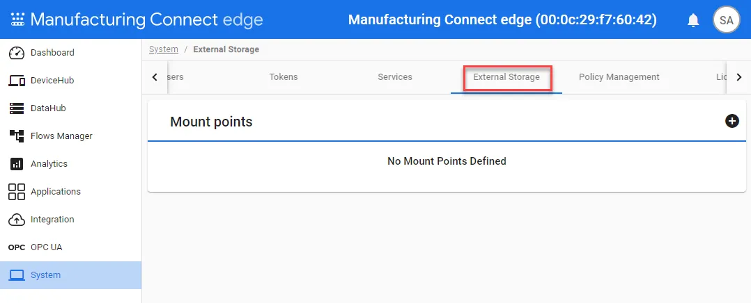External Storage pane External Storage pane