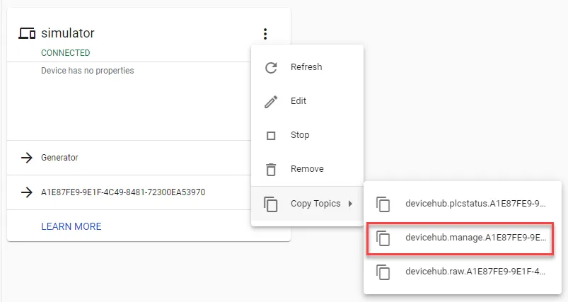 Copy the manage topic Copy the manage topic