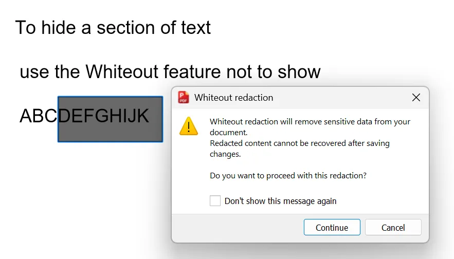 Warning message Warning message