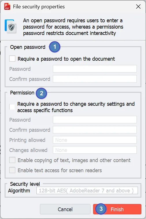Password settings