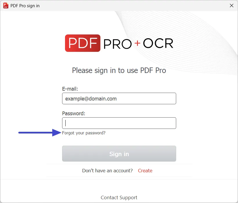 Forgot your password link Forgot your password link