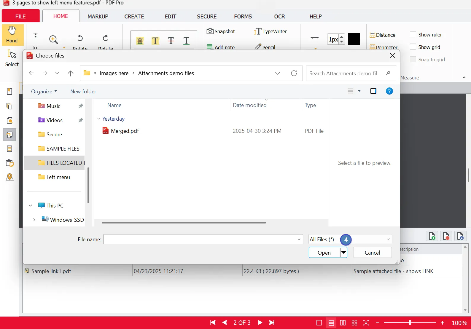 Select the file to attach Select the file to attach