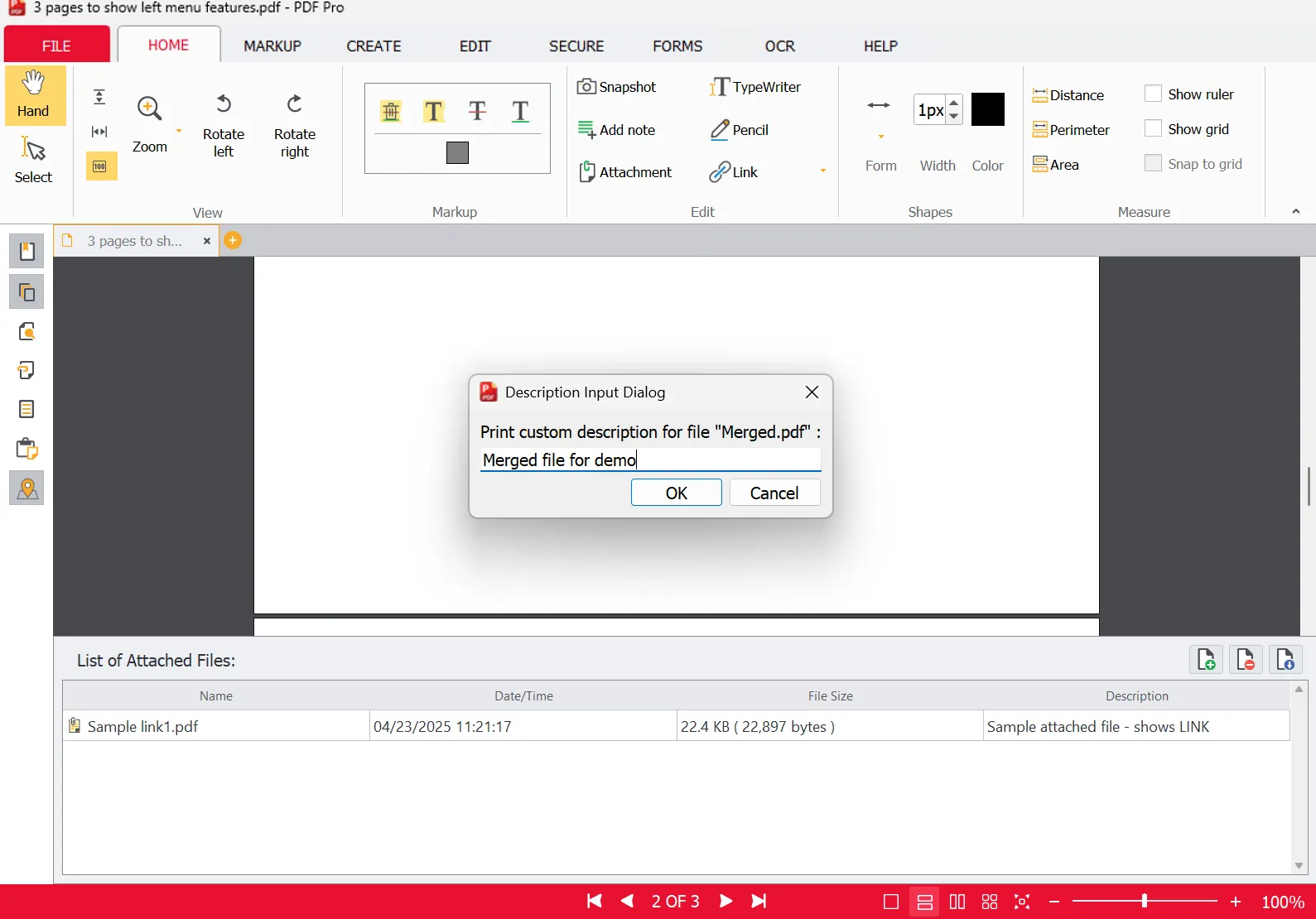 Description Input Dialog box Description Input Dialog box