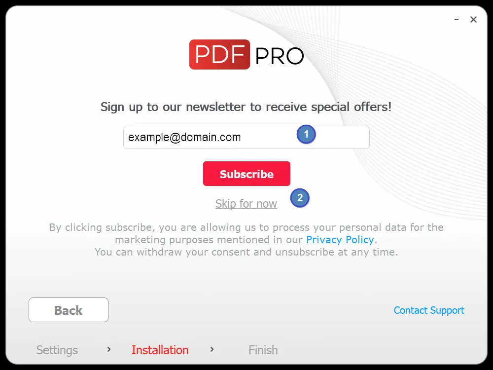 Newsletter option