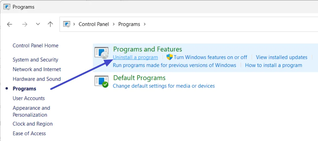 Uninstall a program
