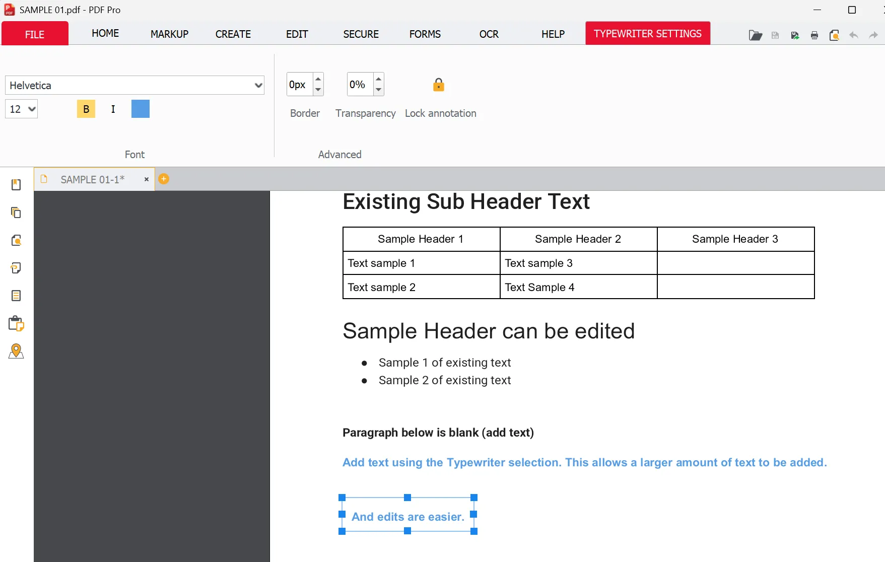A text box will appear, allowing you to make changes