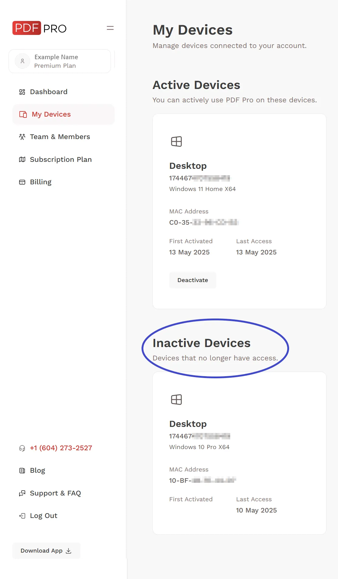 Showing Deactivated devices Showing Deactivated devices