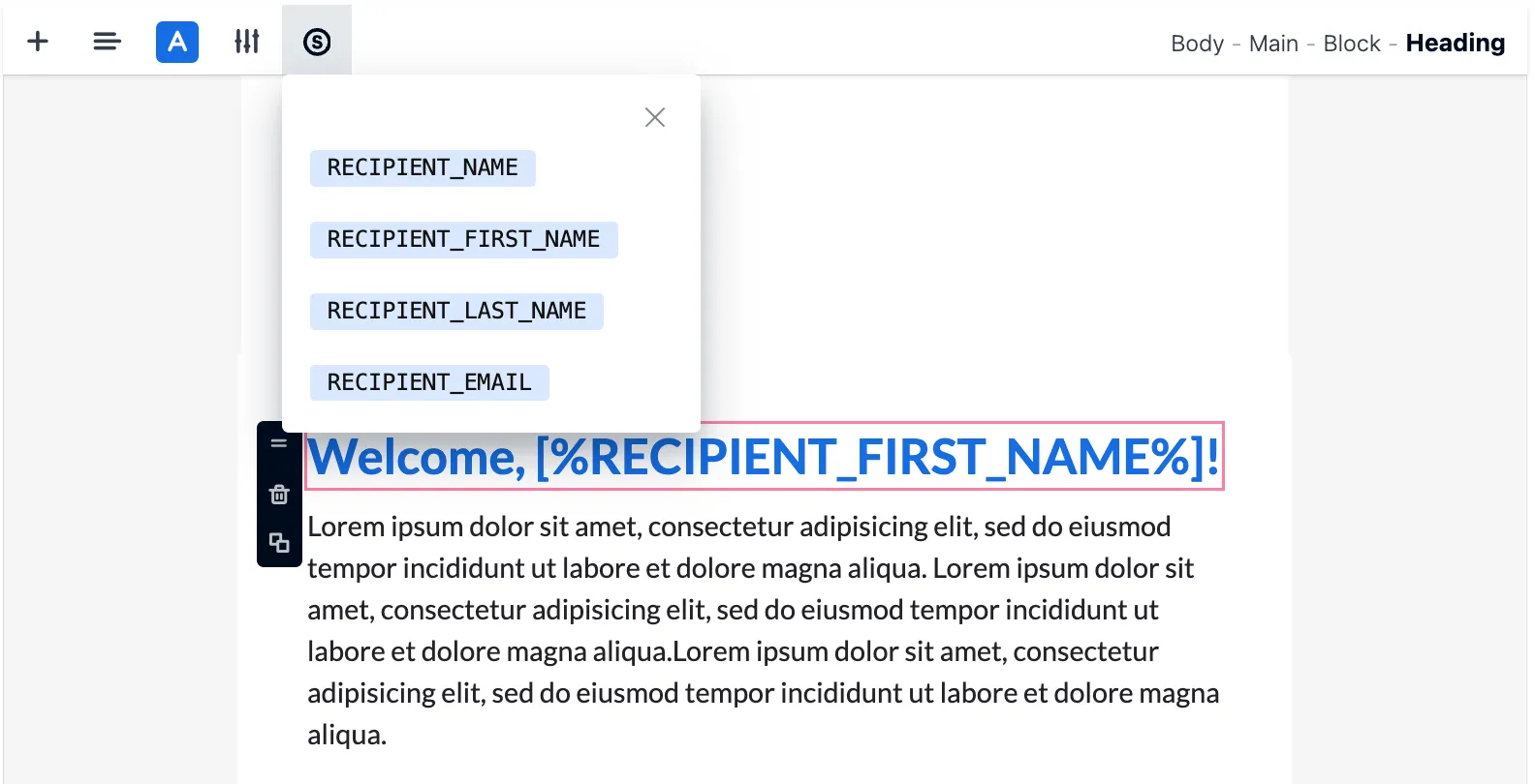 Add Recipient Name or Email
