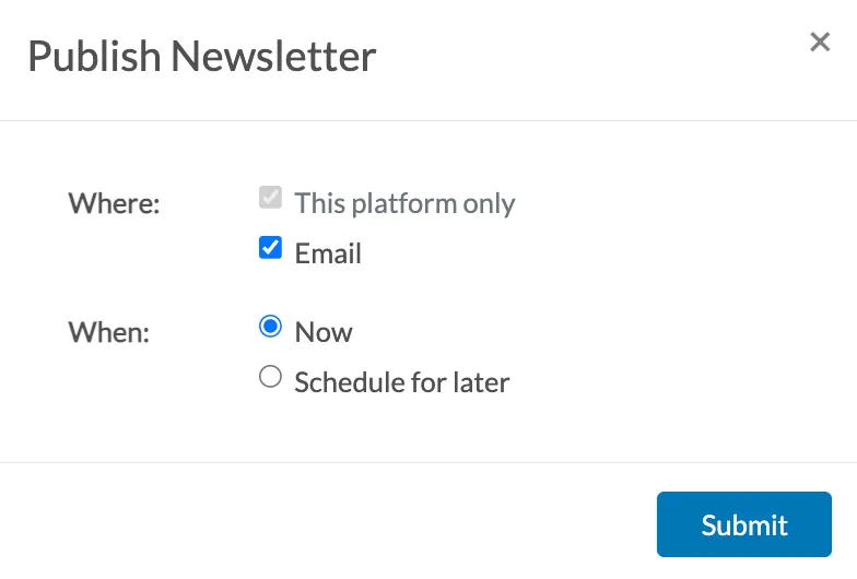 Publish Newsletter Window