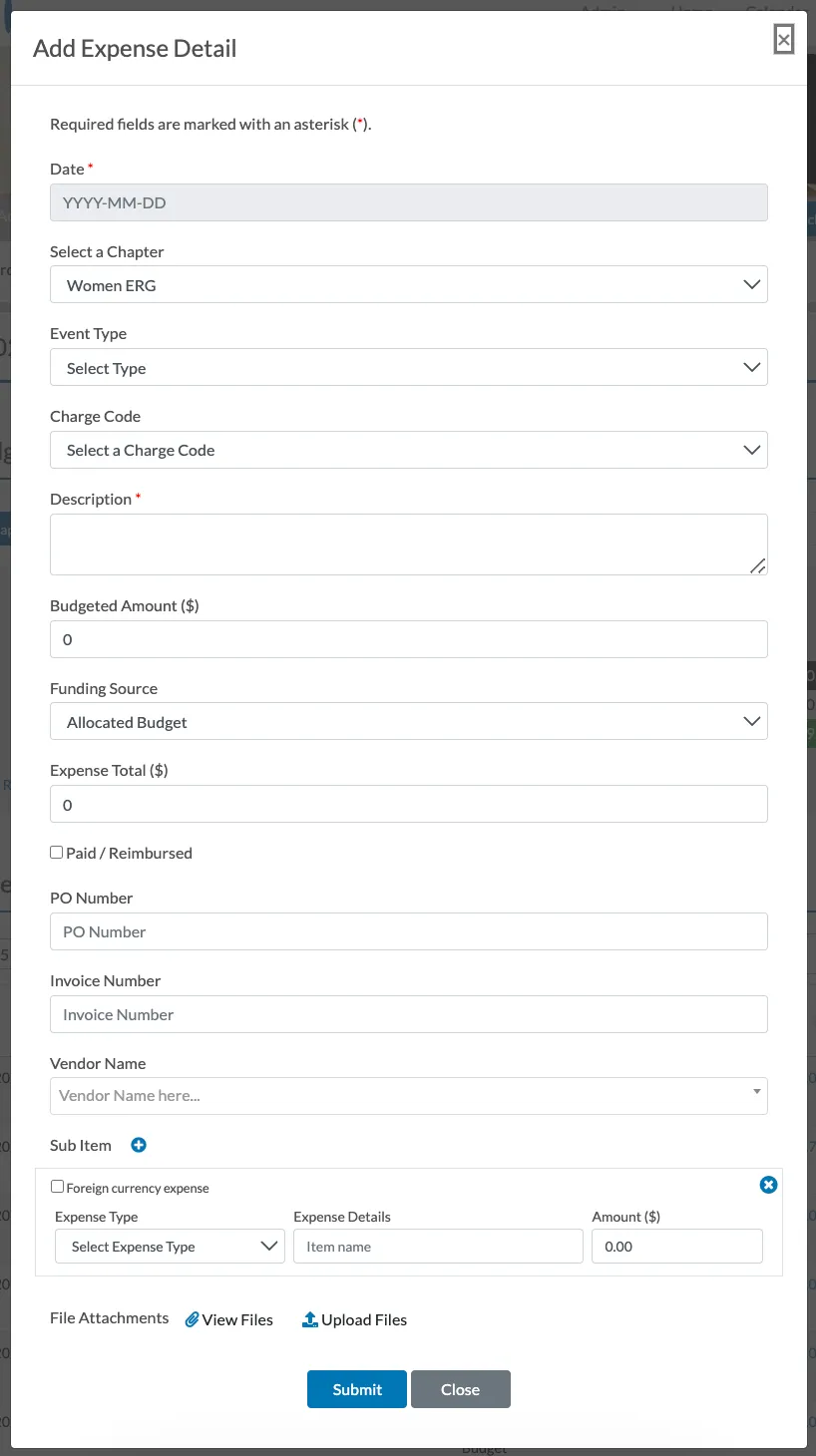 Expense Entry Form