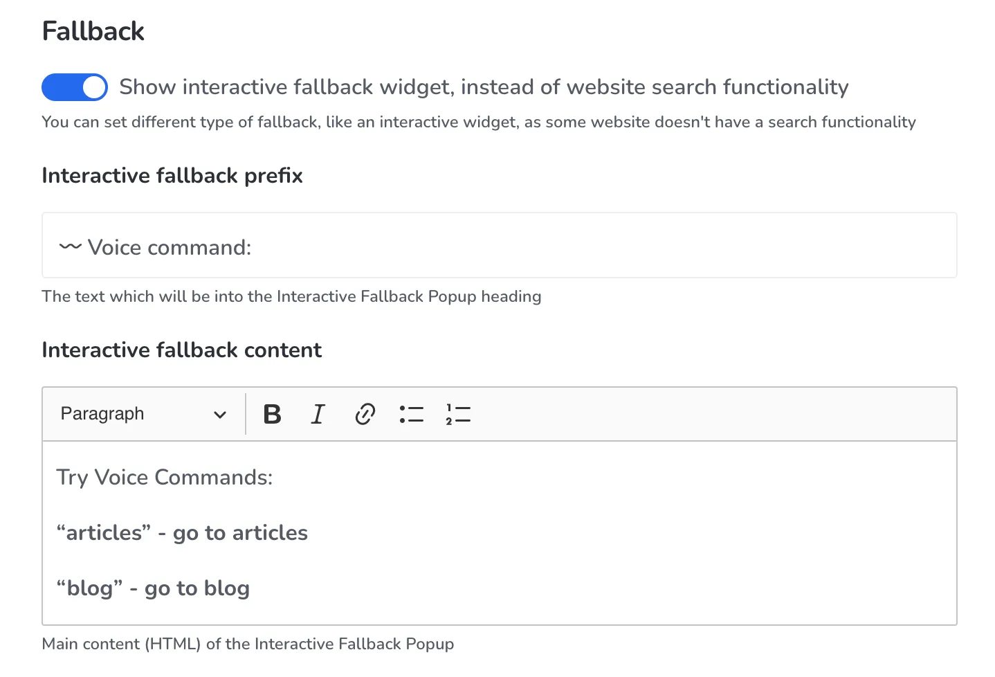 Seting Interactive fallback in admin Seting Interactive fallback in admin