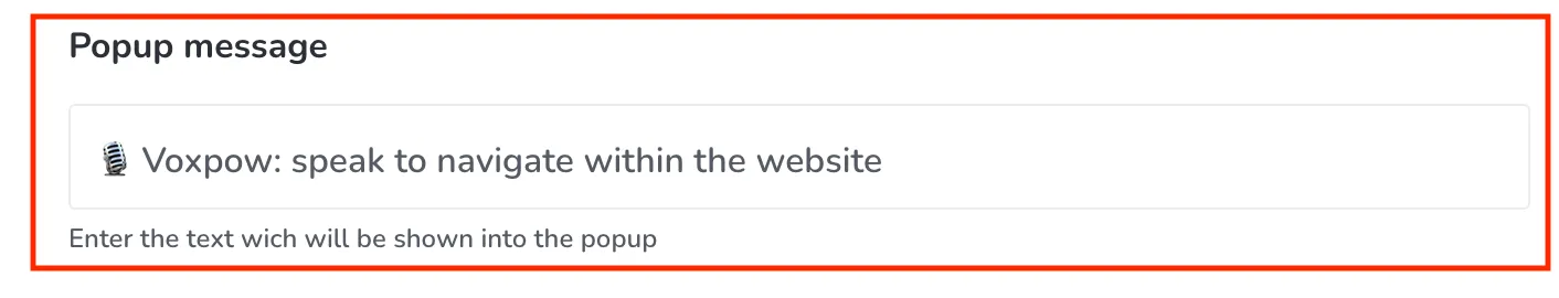 Popup message to show