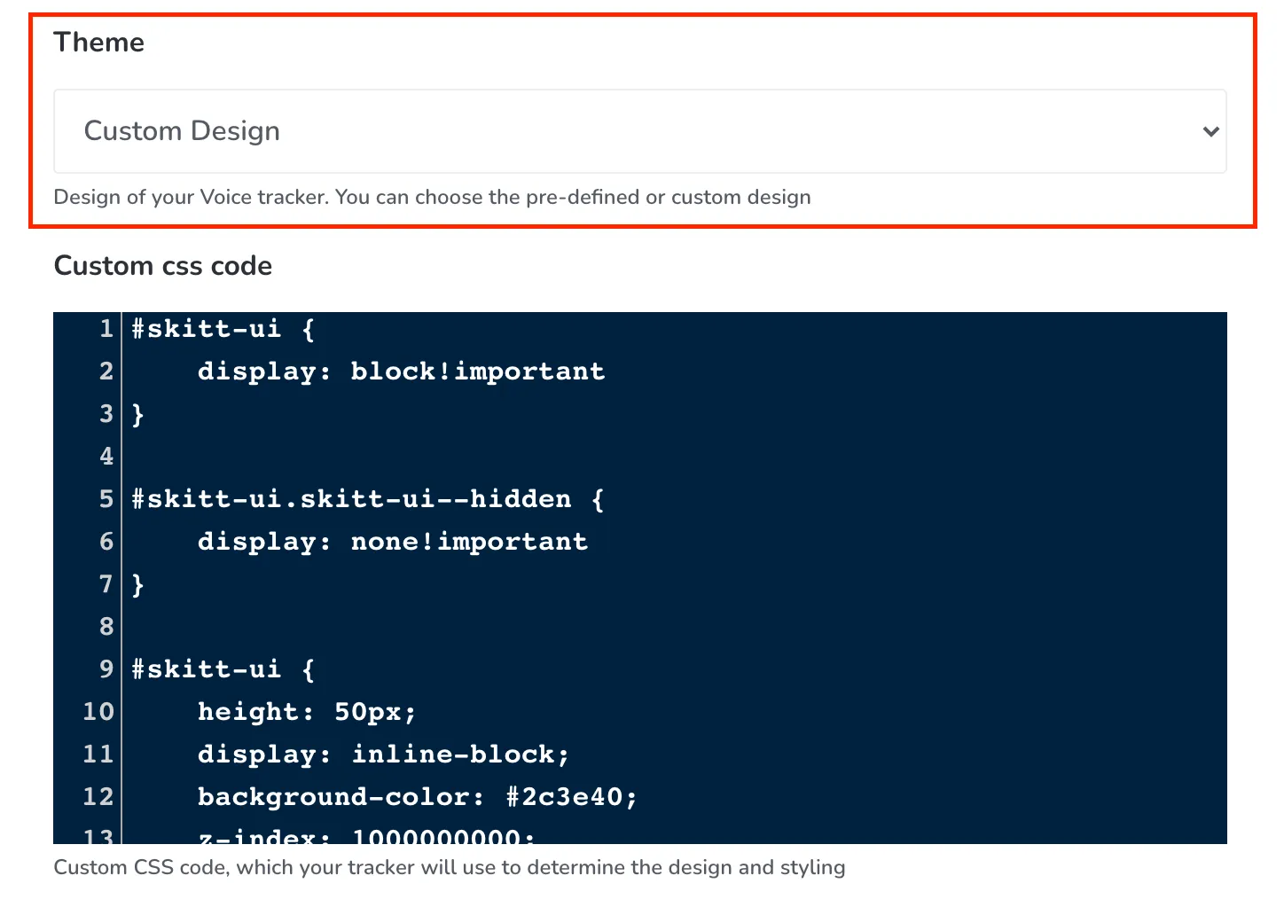 Implement Custom Design
