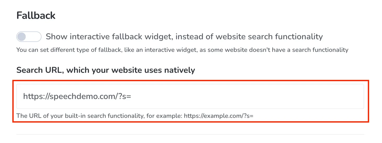 Set a fallback with website search