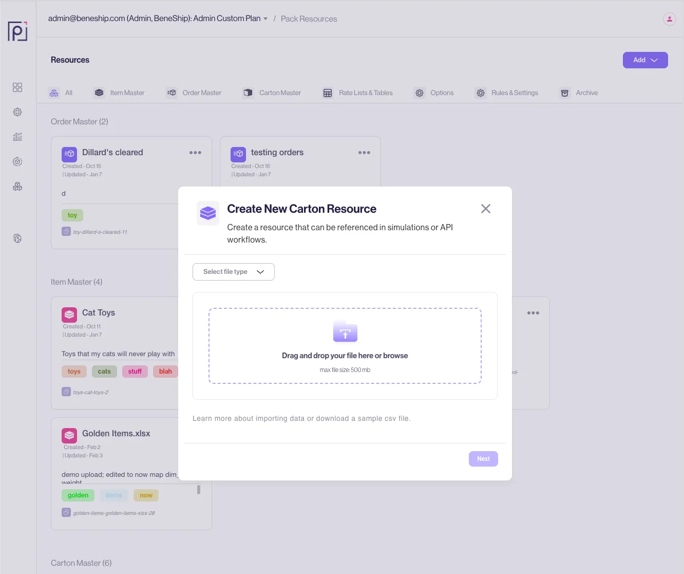 Import Screen