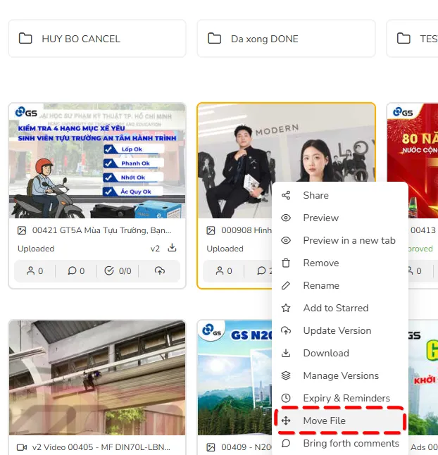 Chọn Move File khi click chuột phải