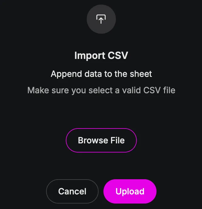 upload csv modal