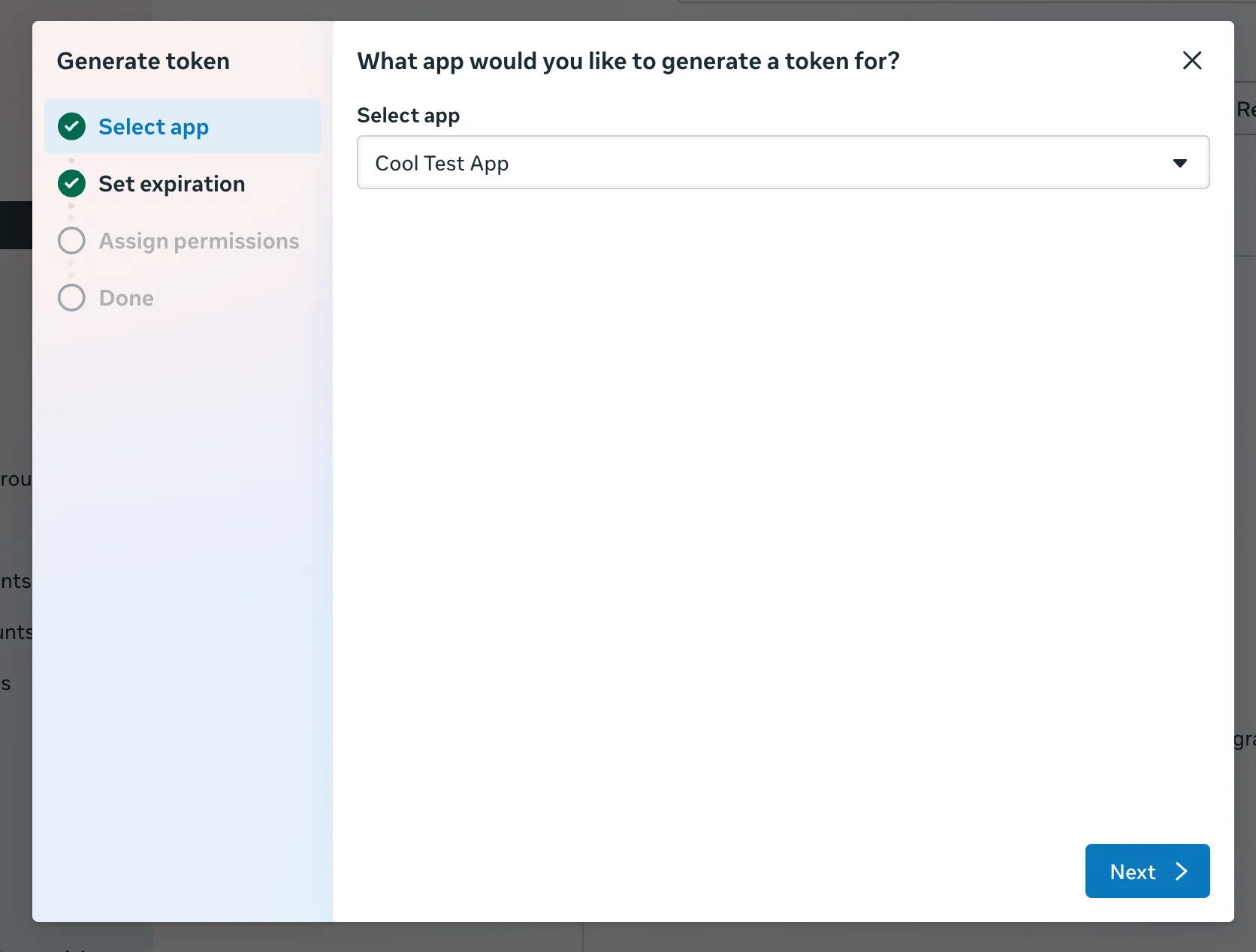 Set the app for token generation