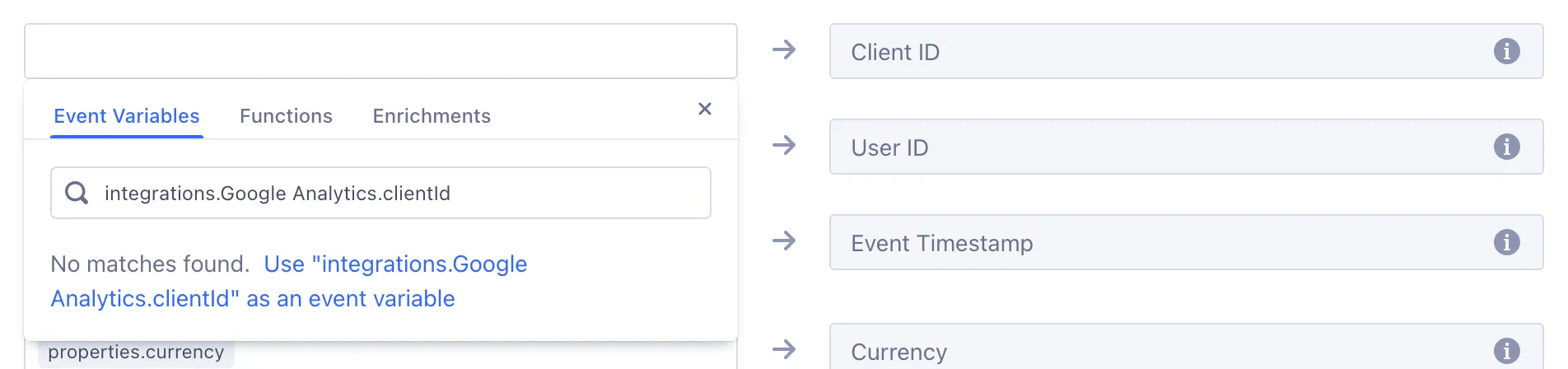 Client ID mapping selected