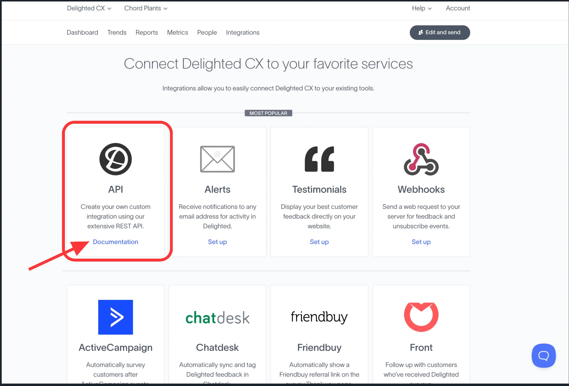 Select the API option