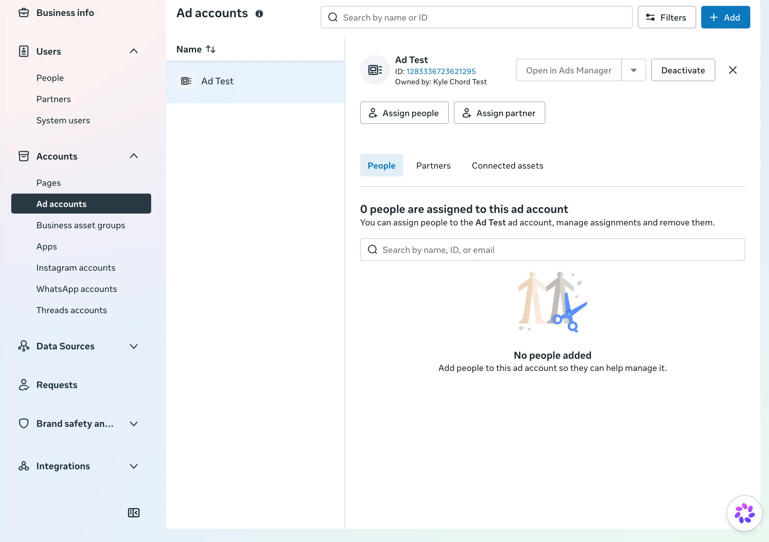 Granting full access to relevant ad accounts