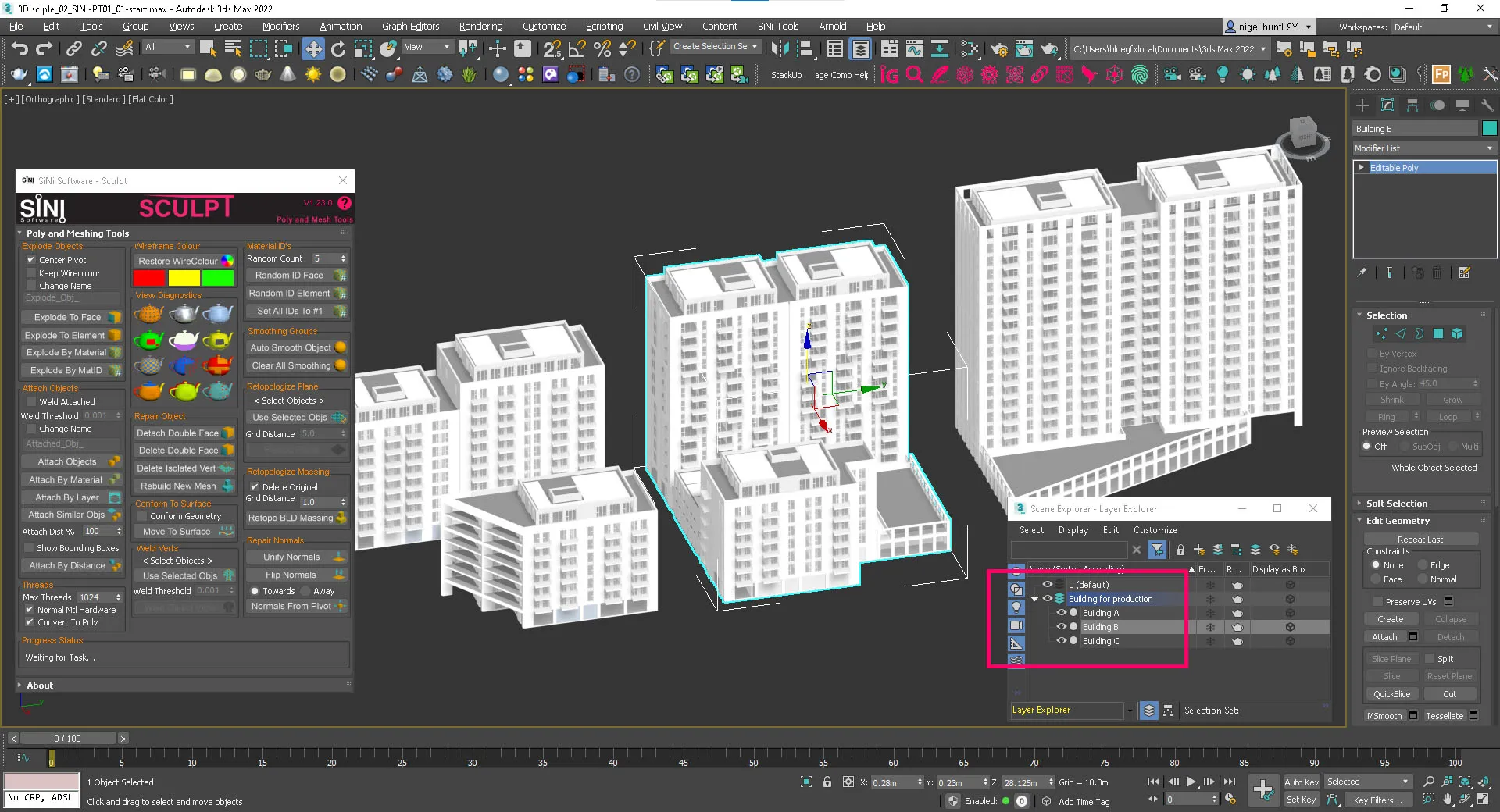 Screenshot showing seperate building on new layers. Screenshot showing seperate building on new layers.
