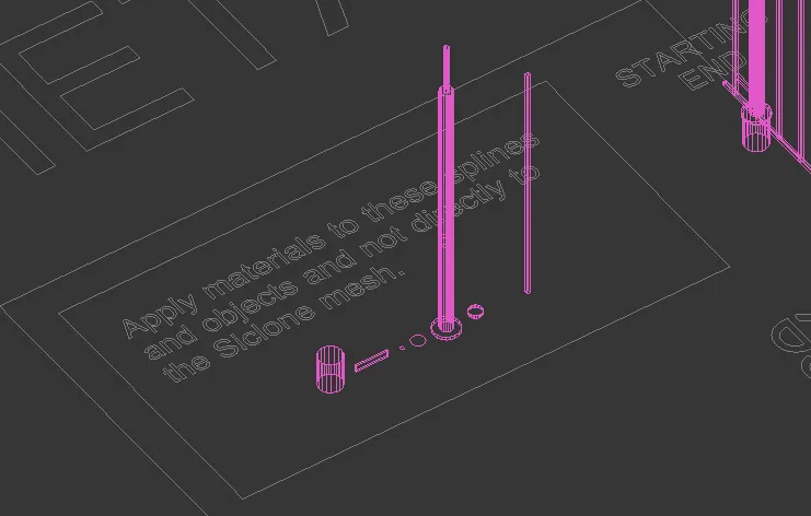 Add materials to the layout objects and shapes only.
