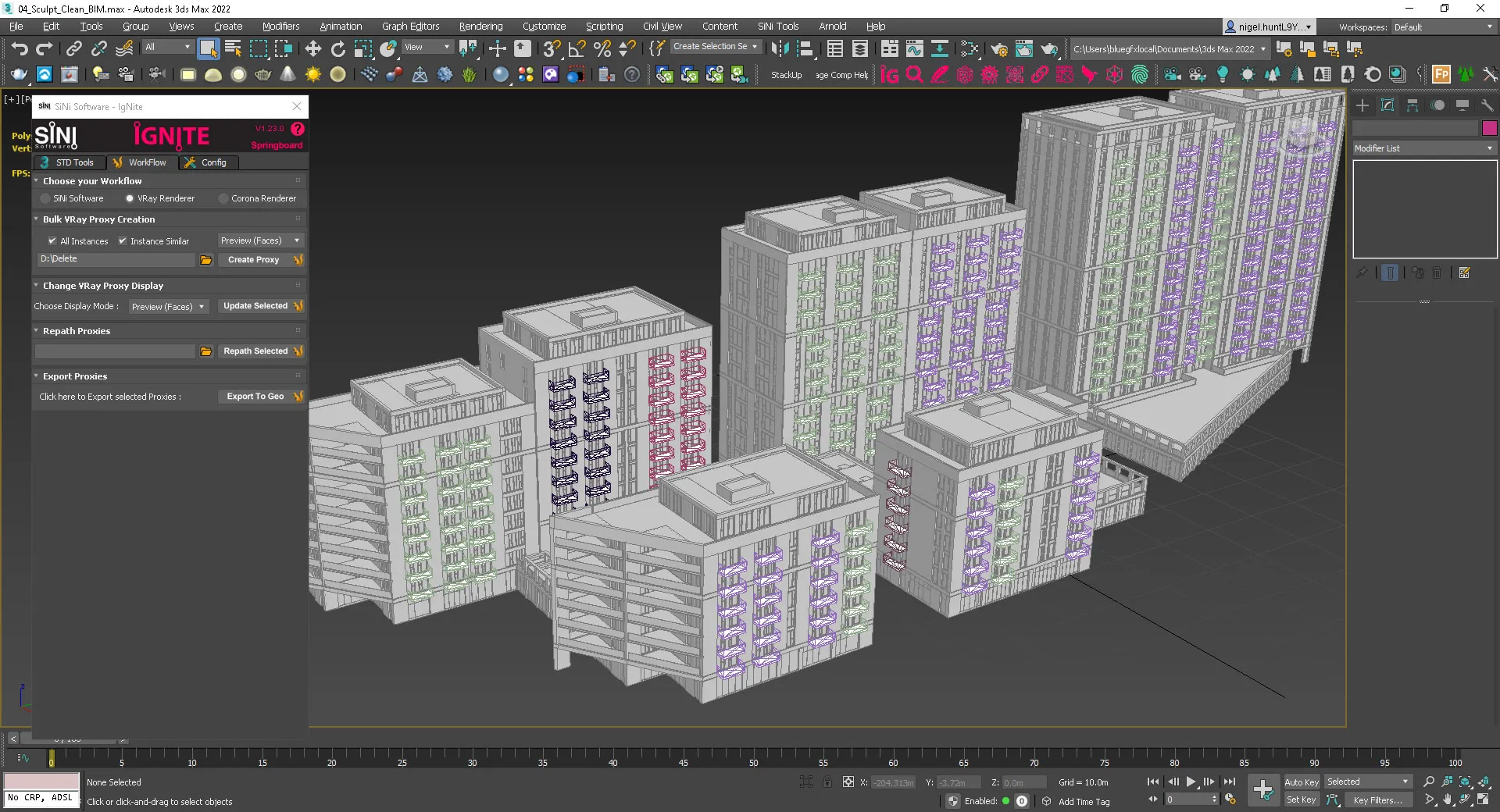 Screenshot showing all the balconies as proxies. Screenshot showing all the balconies as proxies.