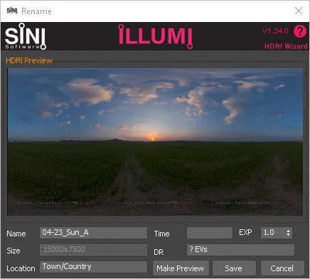 HDRI Rename popup