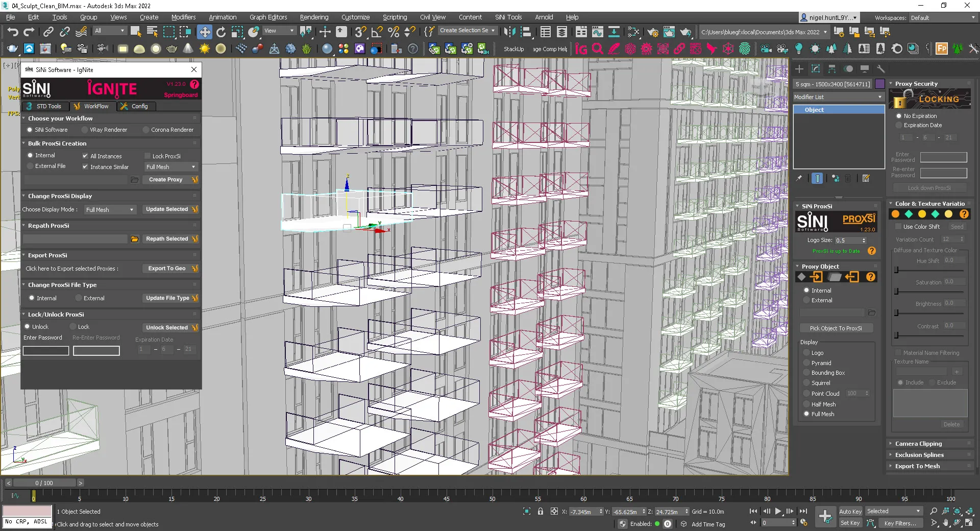 Screenshot showing the V-Ray proxy converted to ProxSi. Screenshot showing the V-Ray proxy converted to ProxSi.