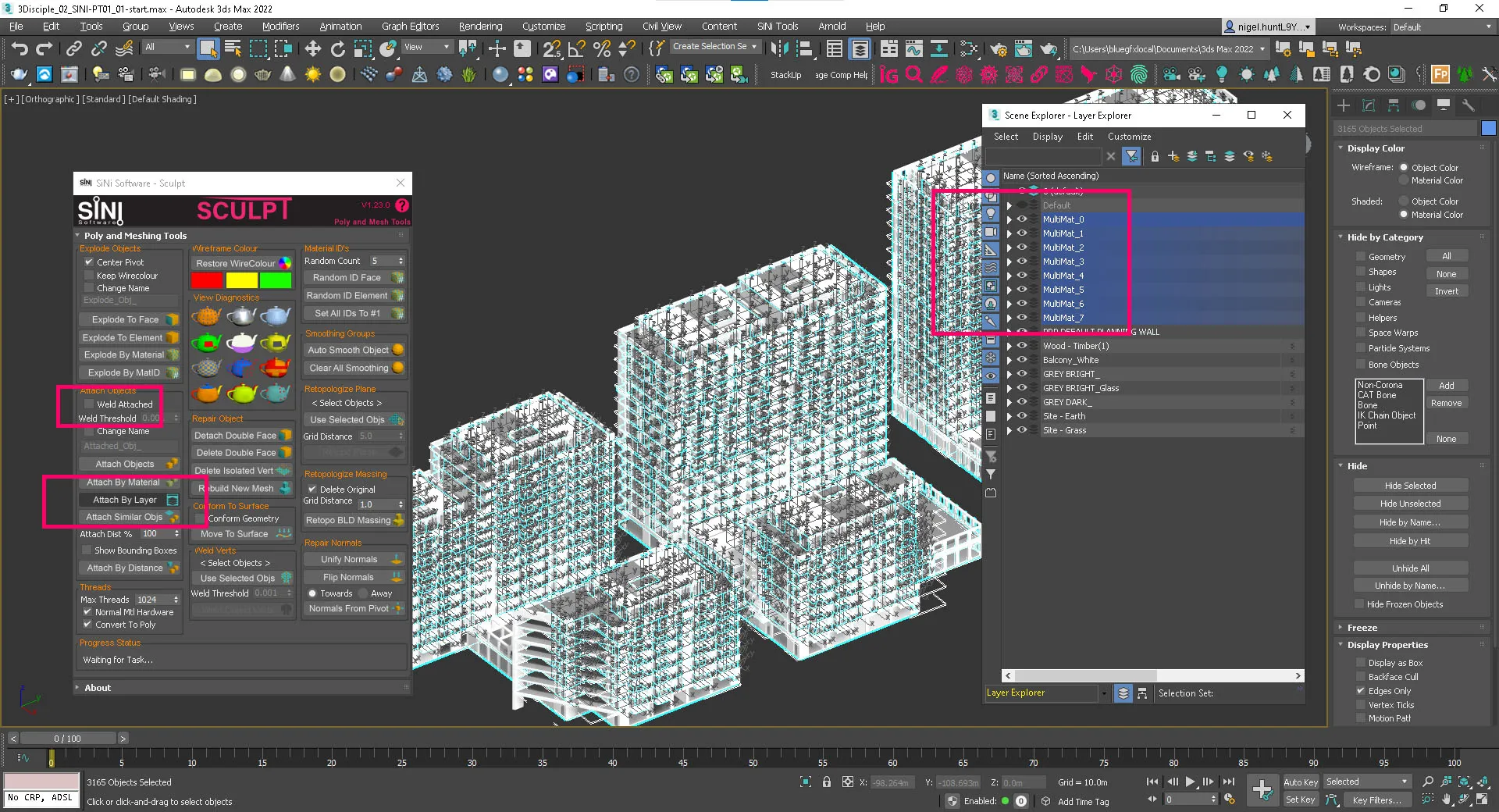 Screenshot of Sculpt - Attach by Layers. Screenshot of Sculpt - Attach by Layers.
