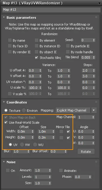 Using Real-World scale set to 1 (U) by 0.2 (V).