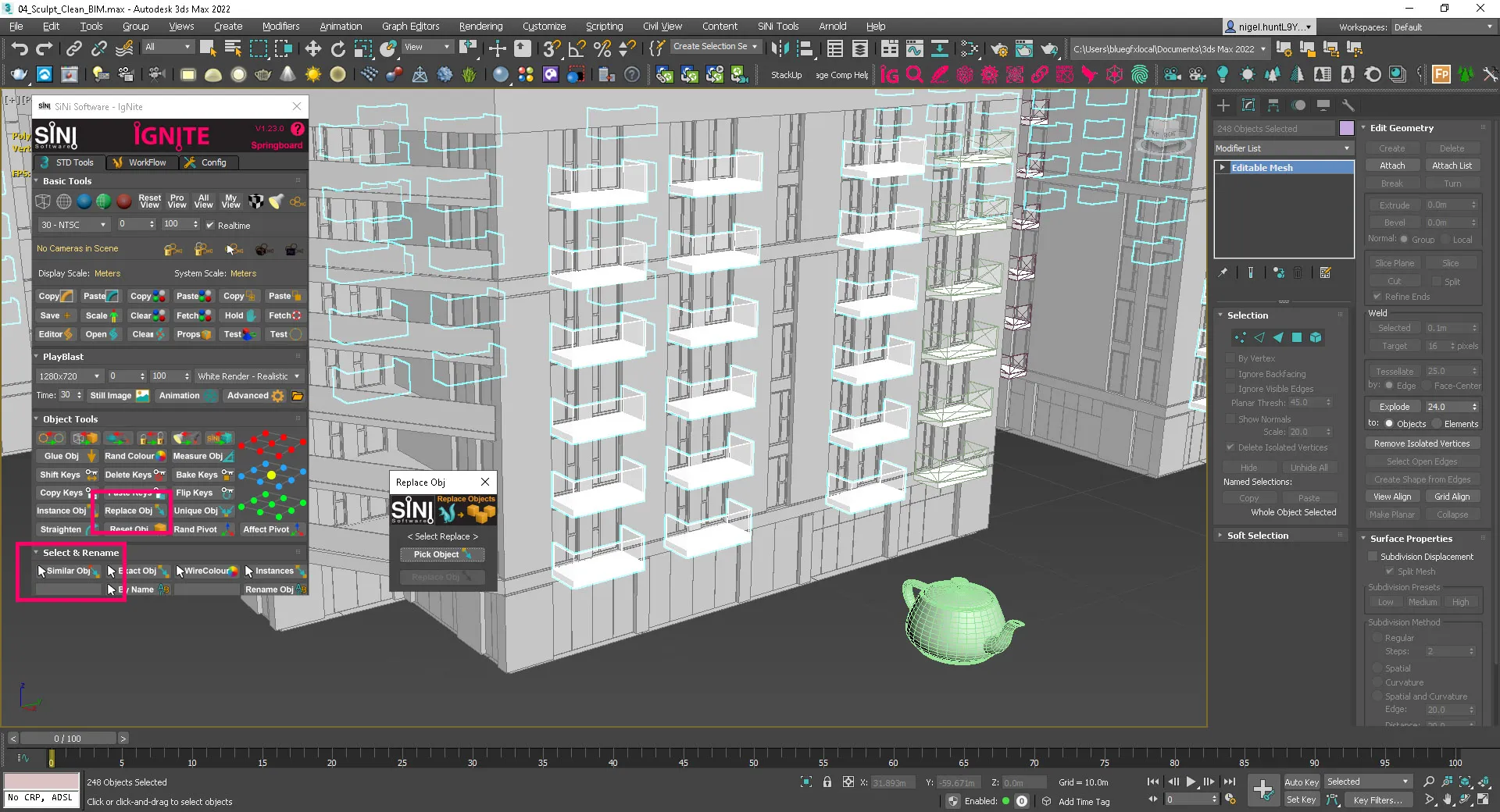 Screenshot showing how to bulk replace objects. Screenshot showing how to bulk replace objects.