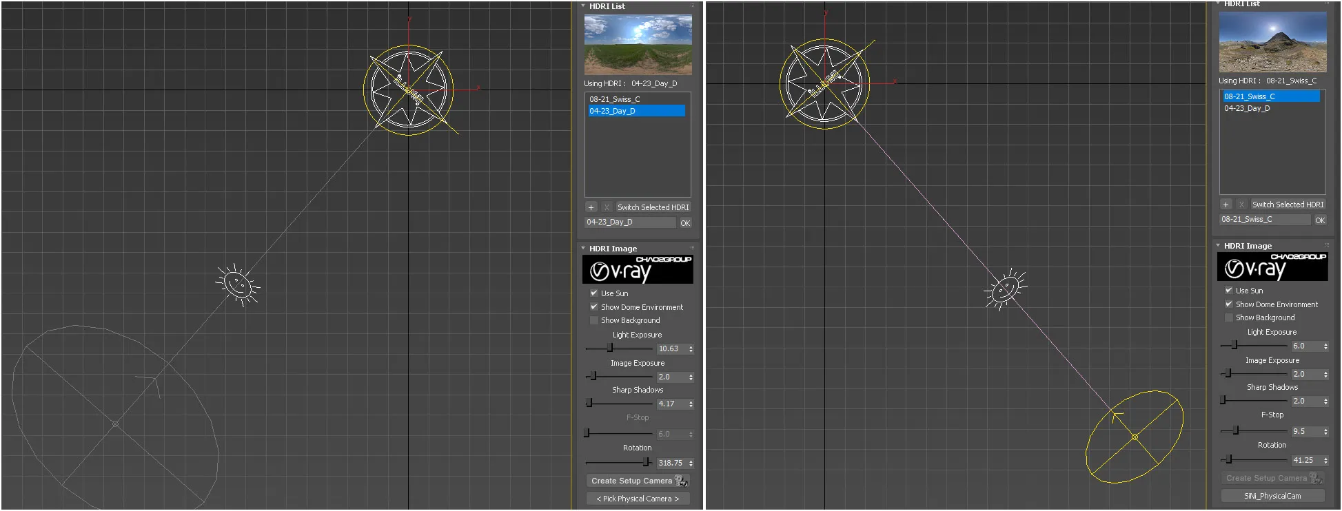Two HDRI lighting setups in Illumi. Two HDRI lighting setups in Illumi.