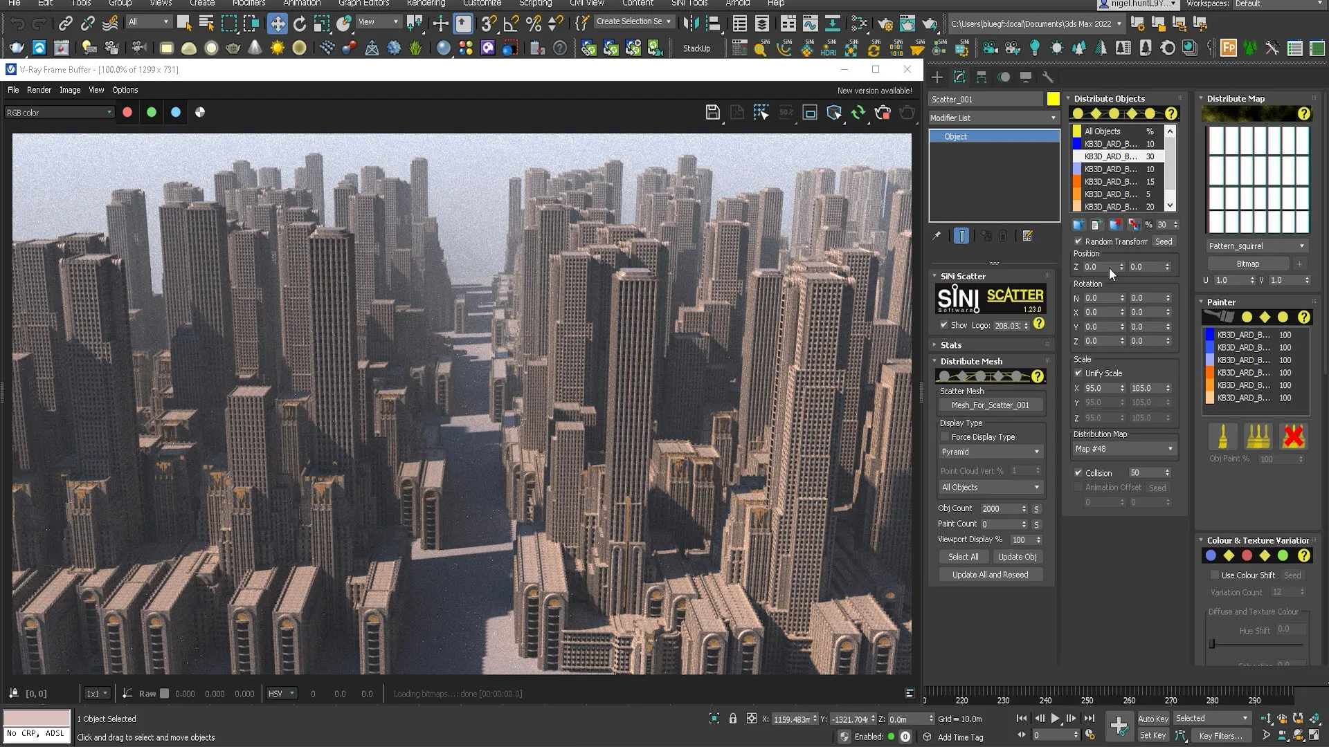 Screenshot of Scatter and V-Ray IR Screenshot of Scatter and V-Ray IR