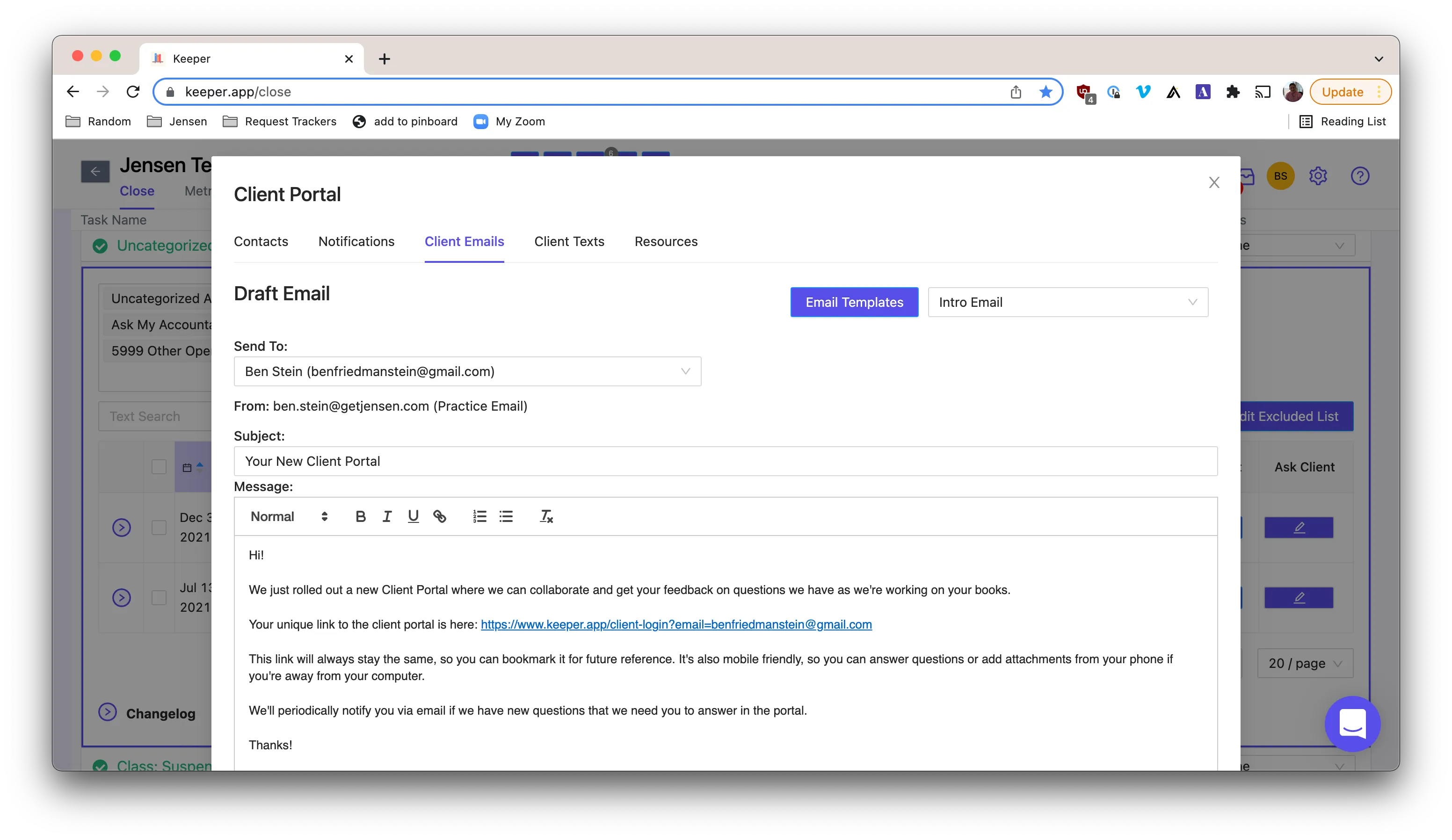 Sending your client emails in Keeper. Sending your client emails in Keeper.